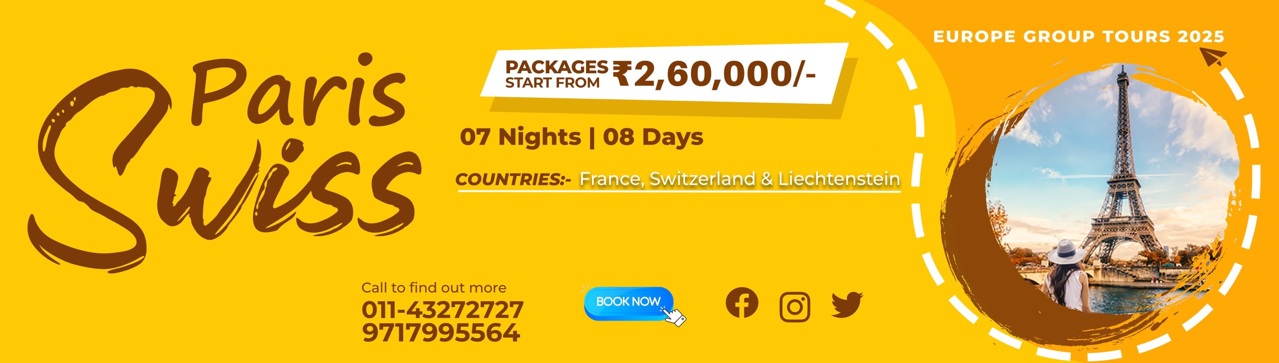 Paris with Swiss tour package banner